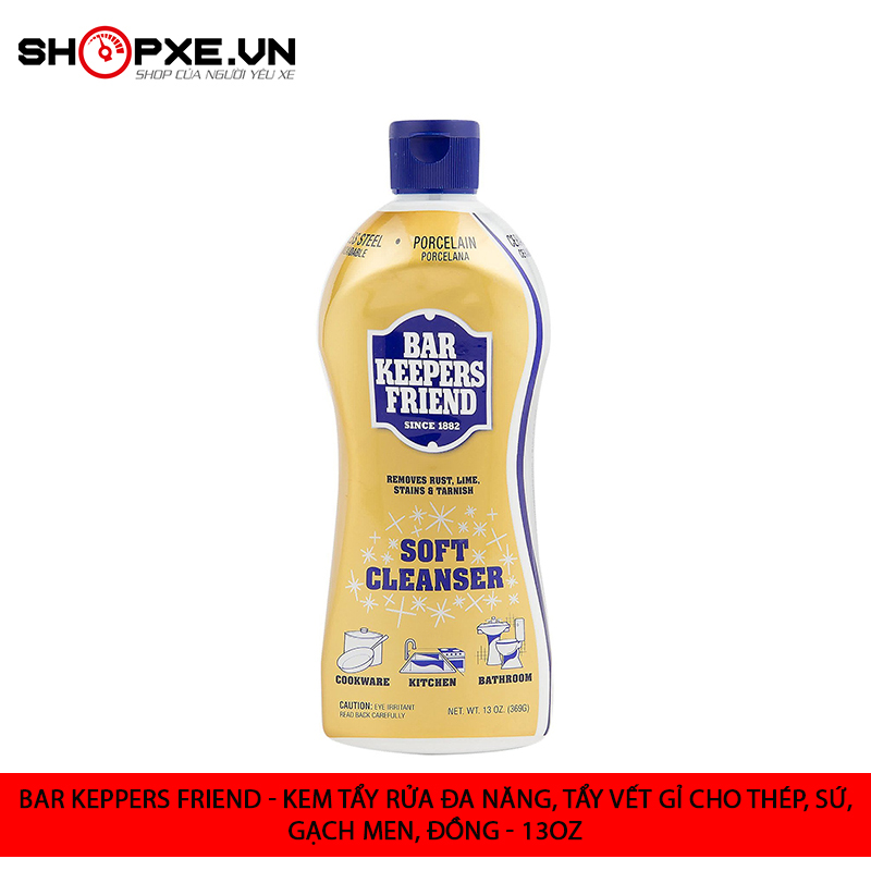 [HCM]Dung dịch tẩy rửa đa năng tẩy vết gỉ cho thép sứ gạch men đồng đồng thau - Bar Keepers Friend Soft Cleanser Liquid 13oz