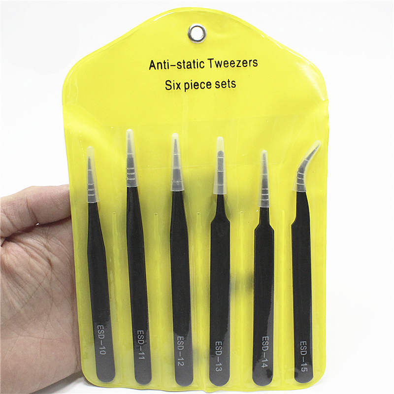 Bộ 6 Nhíp ESD đủ SIZE Tĩnh điện Chống nóng, Sửa chữa Điện Tử, Gắp Đá Nails, Làm đồ các loại ESD
