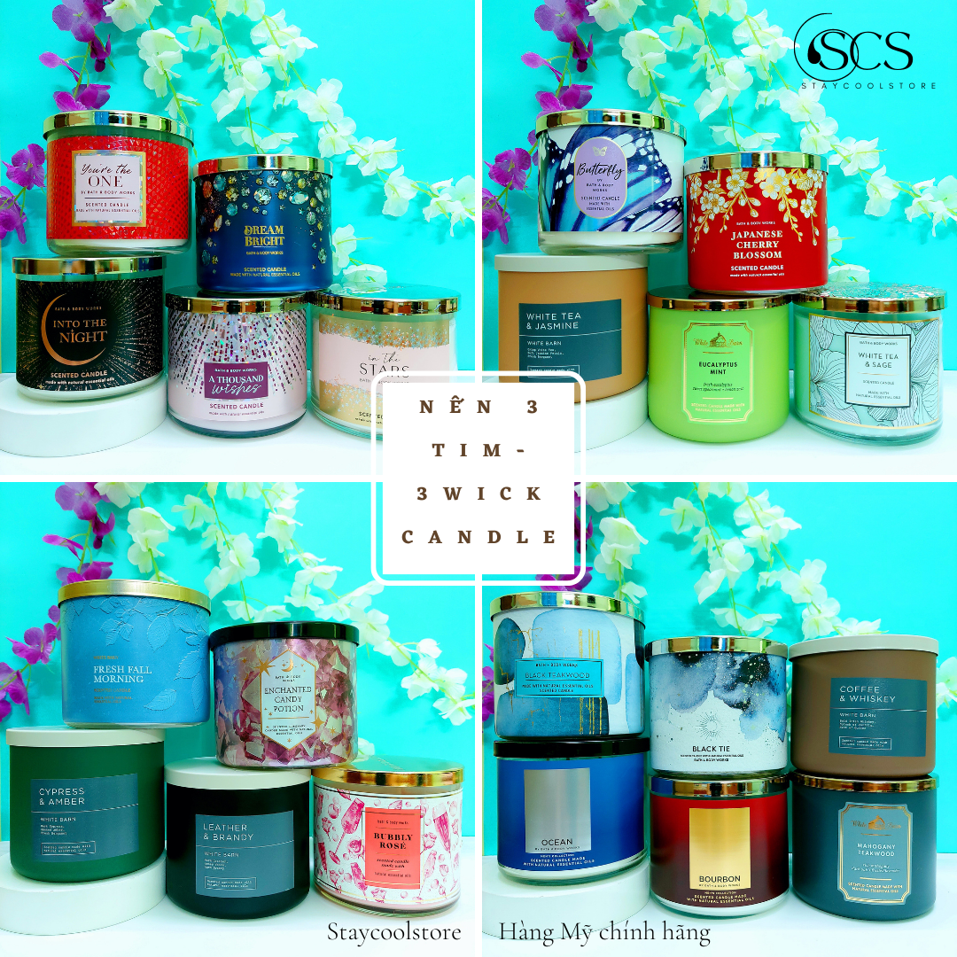 Nến thơm 3 tim bath & body works 3- wick scented candle 411g