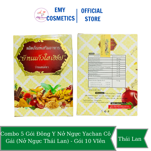 Combo 5 gói đông y nở ngực yachan cô gái - gói 10 viên