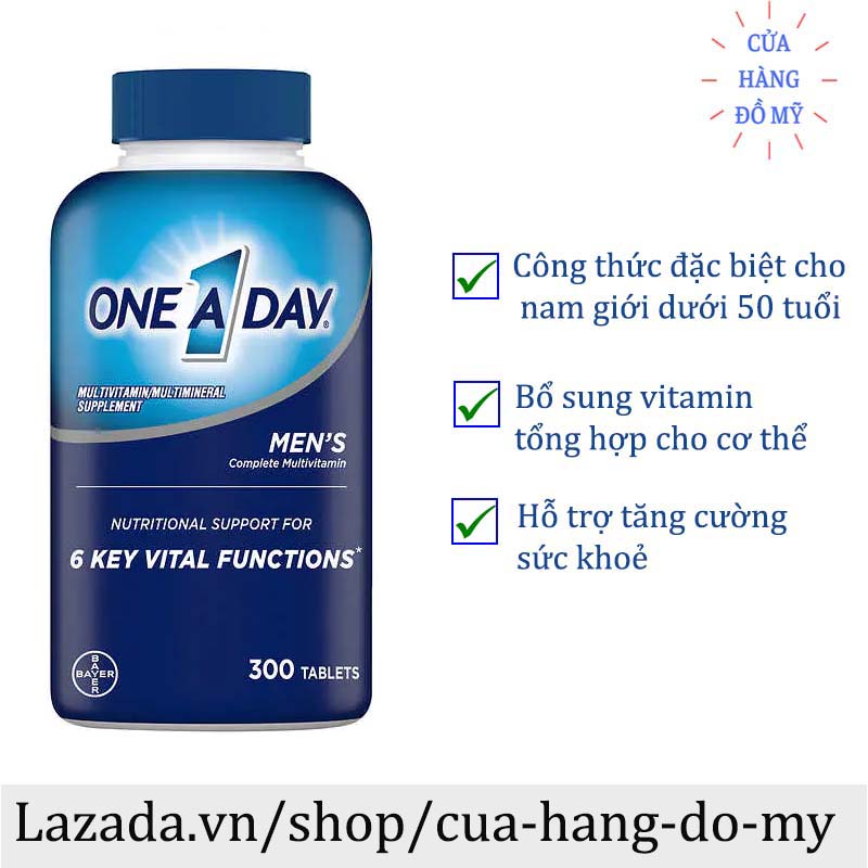 Vitamin tổng hợp cho nam giới Viên uống vitamin One A Day Men's Multivitamin Health Formula 300 viên - Shop Hong1008