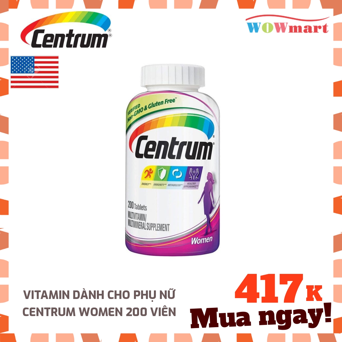 [HCM]Vitamin dành cho phụ nữ Centrum Women 200 viên - [MỸ]