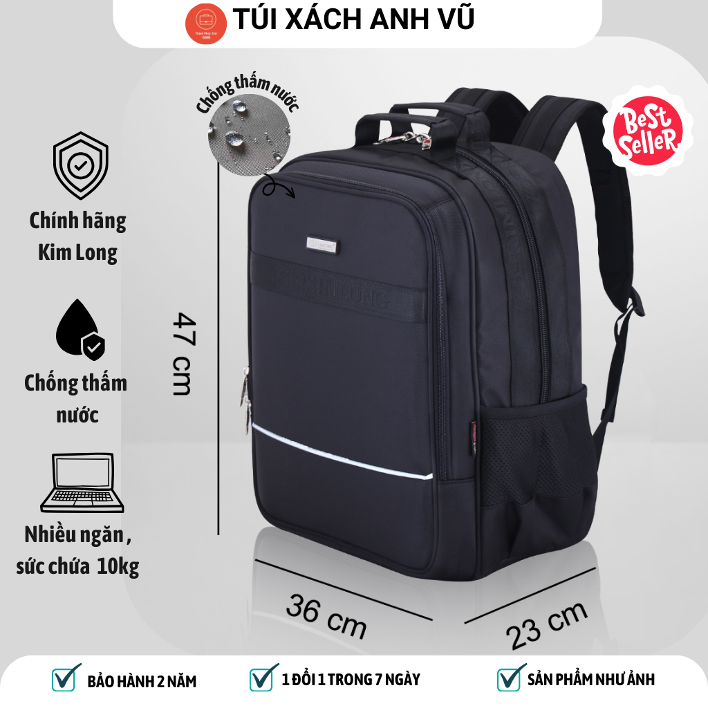 Balo du lịch đi phượt cỡ lớn chính hãng kim long kl047,balo laptop đựng vừa laptop 17 inch , ba lo đi làm -chống thấm nước