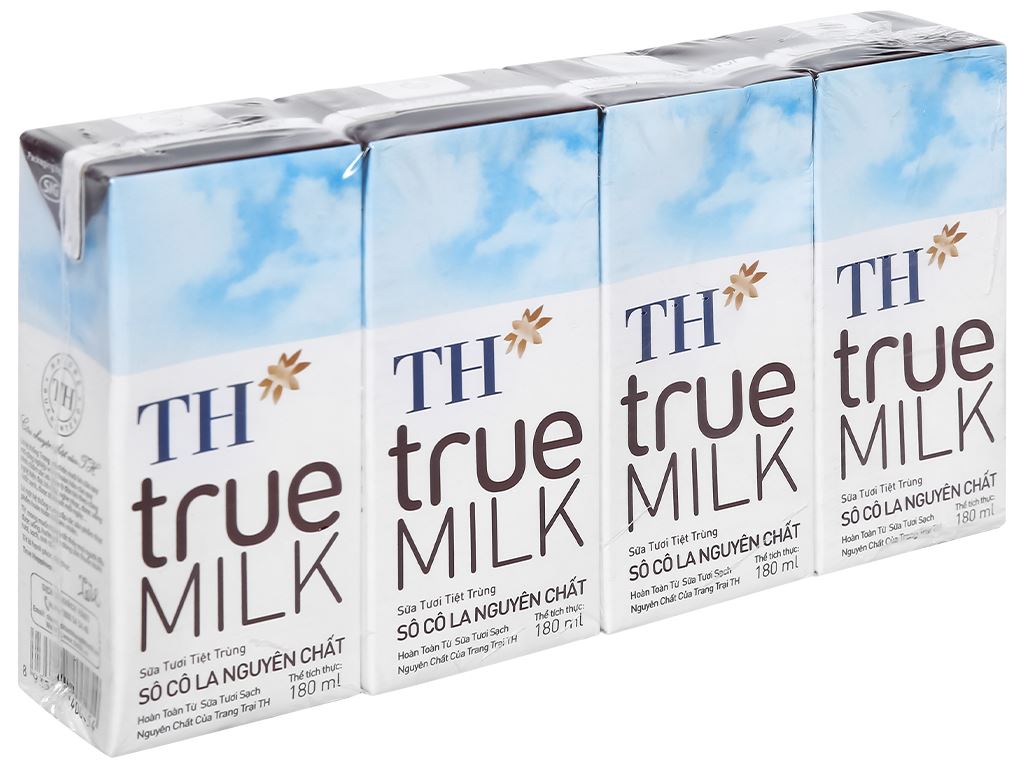 Lốc 4 hộp sữa tươi tiệt trùng socola TH true MILK 180ml