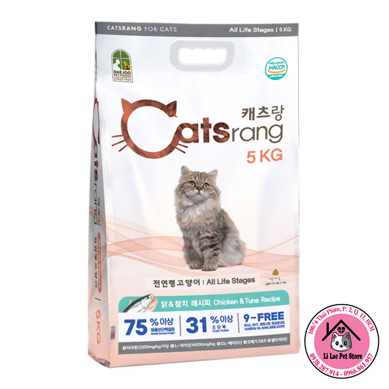 Thức ăn hạt cho mèo mọi lứa tuổi Catsrang 5kg - Hạt cho mèo Catsrang mọi lứa tuổi
