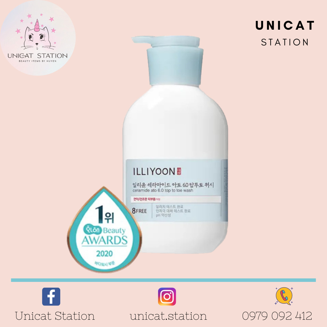 Gội đầu/sữa tắm illiyoon ceramide ato 6.0 top to toe wash 500ml