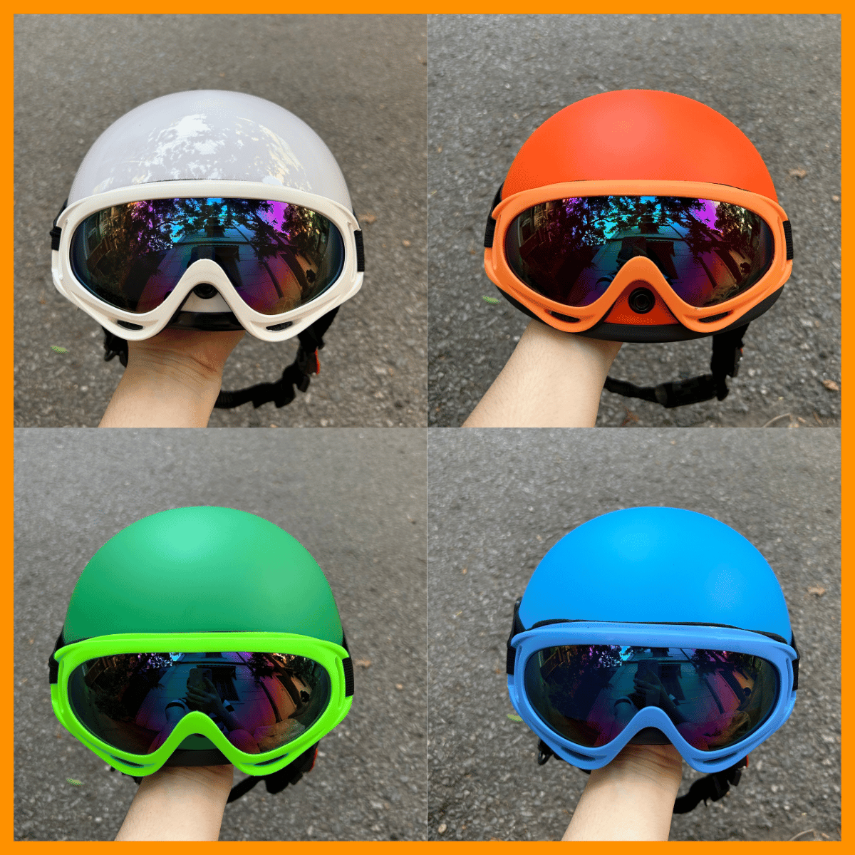 Kính UV nhiều màu gắn mũ bảo hiểm,kính UV gắn nón bảo hiểm nửa đầu,mũ 1 2