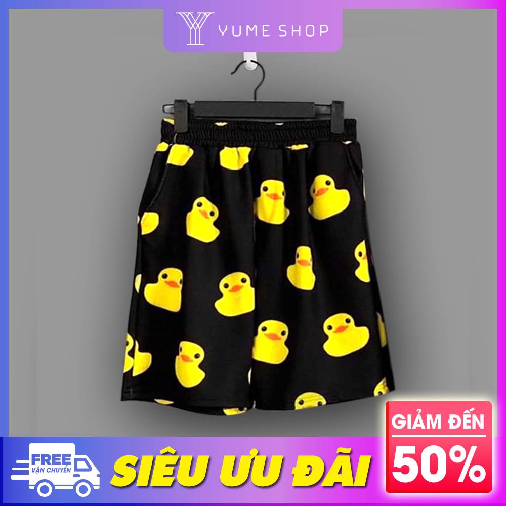 Quần Đùi Hoạt Hình In Vịt Vàng, Quần Short Cho Cả Nam Và Nữ