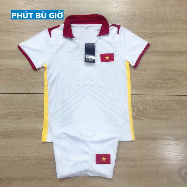 [ẢNH THẬT] Bộ Quần Áo Bóng Đá, Đá Banh Trẻ Em Tuyển VIỆT NAM TRẮNG CHIẾN THẮNG Mùa 2021 - 2022 Mẫu Mới - Phút Bù Giờ Sport
