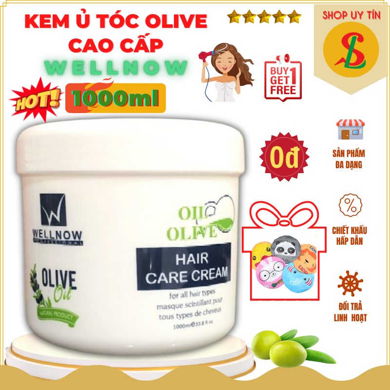 Kem ủ tóc Olive WeelNow 1000ml, giúp tóc mềm mượt, phục hồi và nuôi dưỡng tóc chuyên sâu NPP Songliemshop