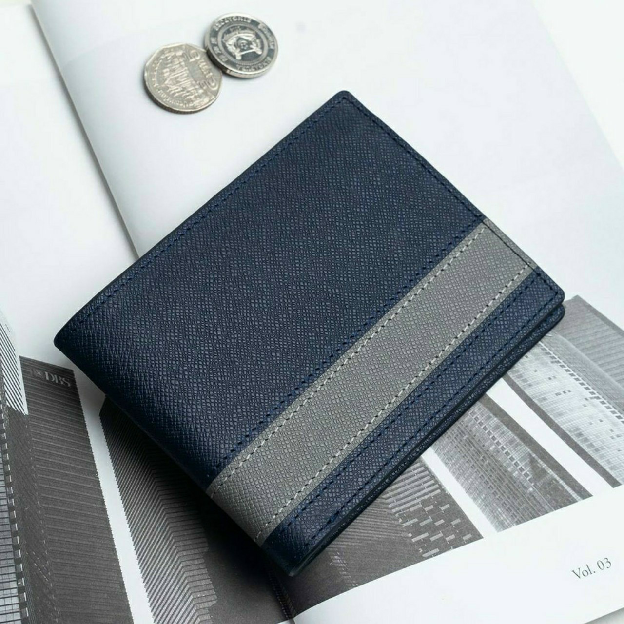 [HCM]Ví nam Cosmos chất da Saffiano nhập khẩu không thấm nước