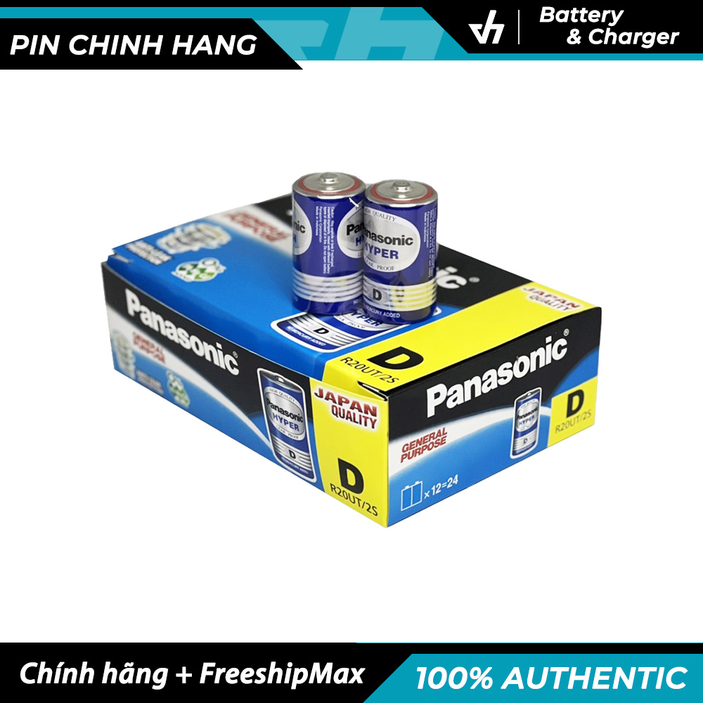 Hộp 24 viên pin d panasonic r20ut - pin đại d 1.5v không chảy nước