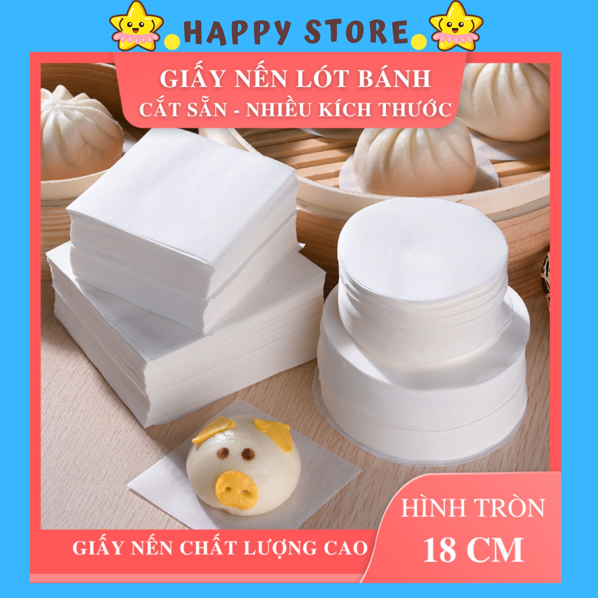Giấy nến chống dính lót bánh - hình tròn không đục lỗ - đường kính 18cm