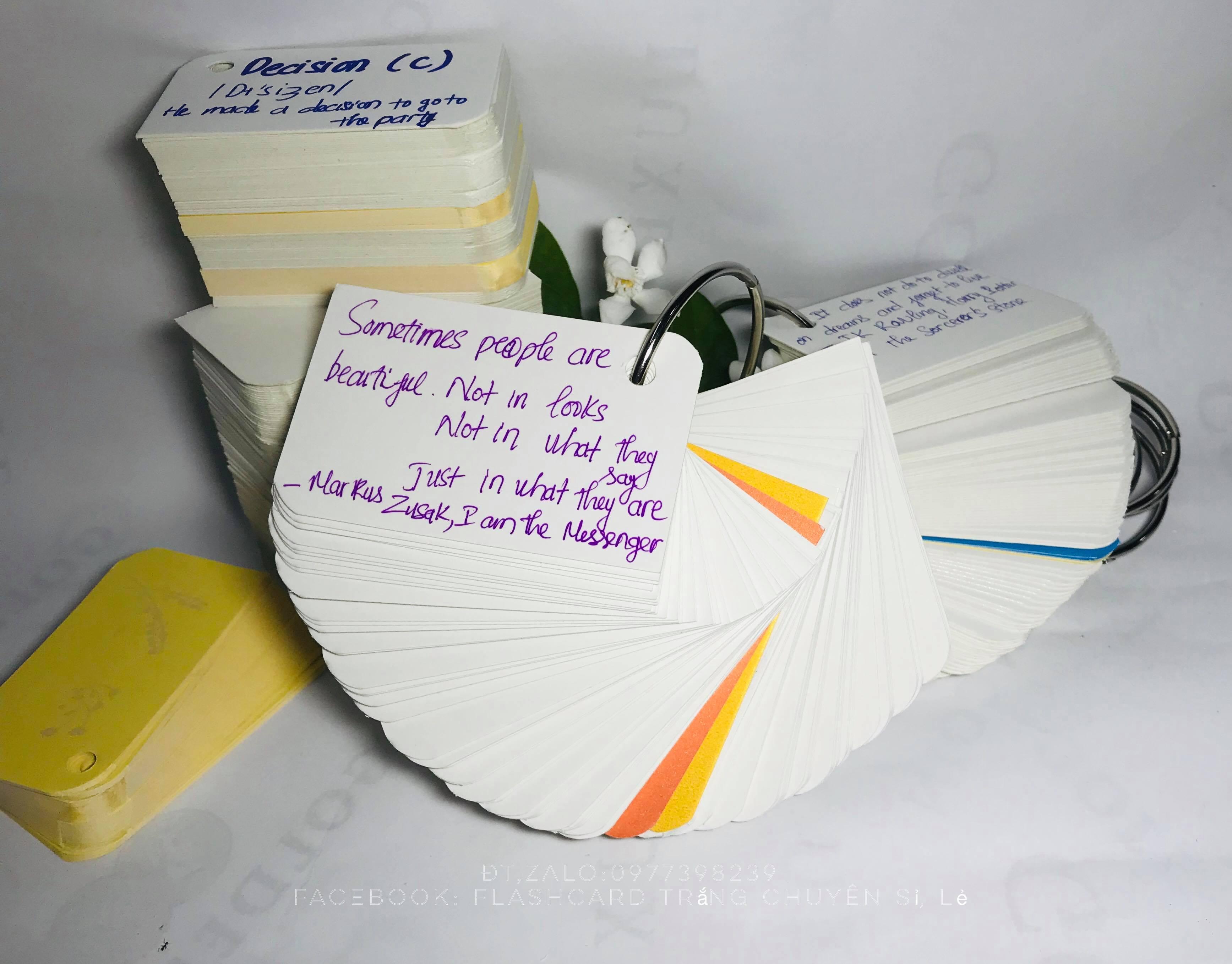 [HCM]200 thẻ 5x8 flashcard trắng chiếc lá siêu đẹp giấy cao cấp ivory 350gsm