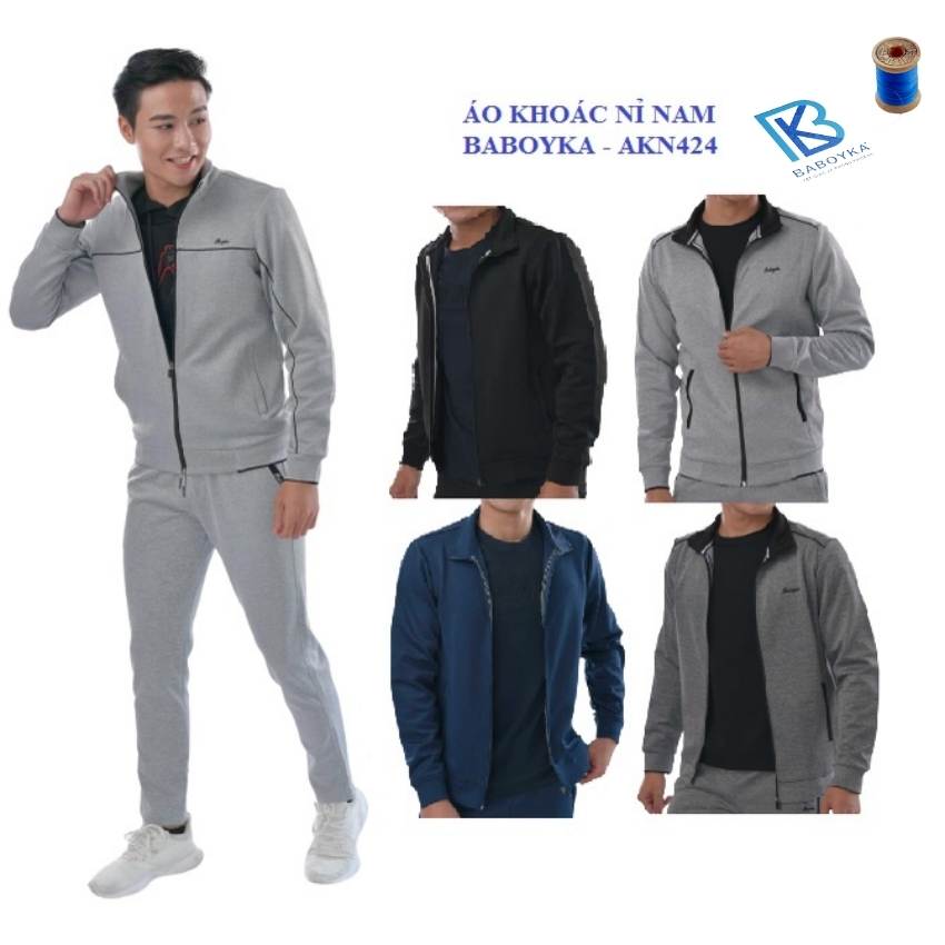 Áo khoác nỉ thể thao Baboyka, áo nỉ kéo khoá ,áo nỉ bộ thể thao baboyka bb424