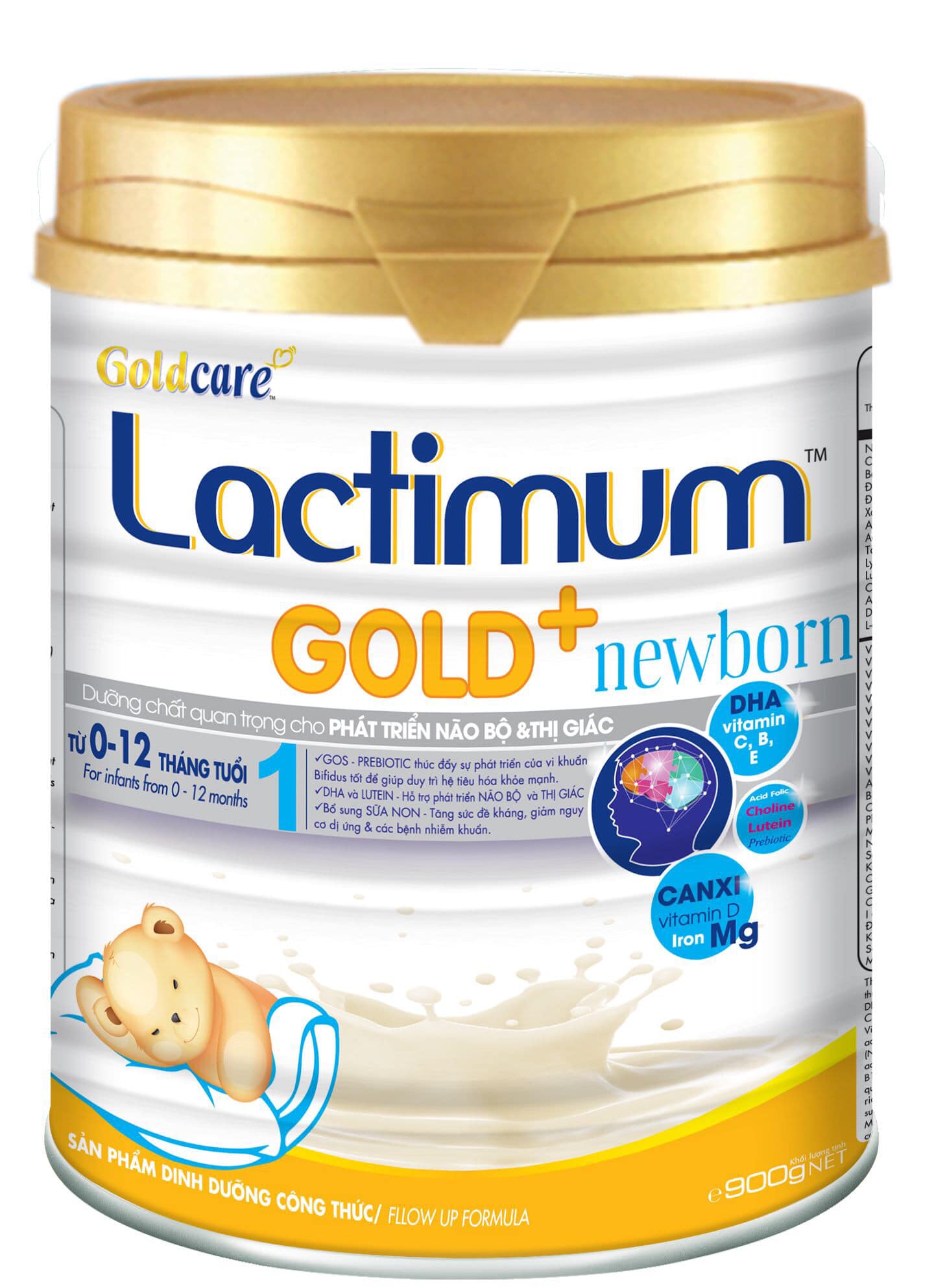 Goldcare Lactimum Gold + Newborn 1:  0 – 12 tháng tuổi (900 gam)