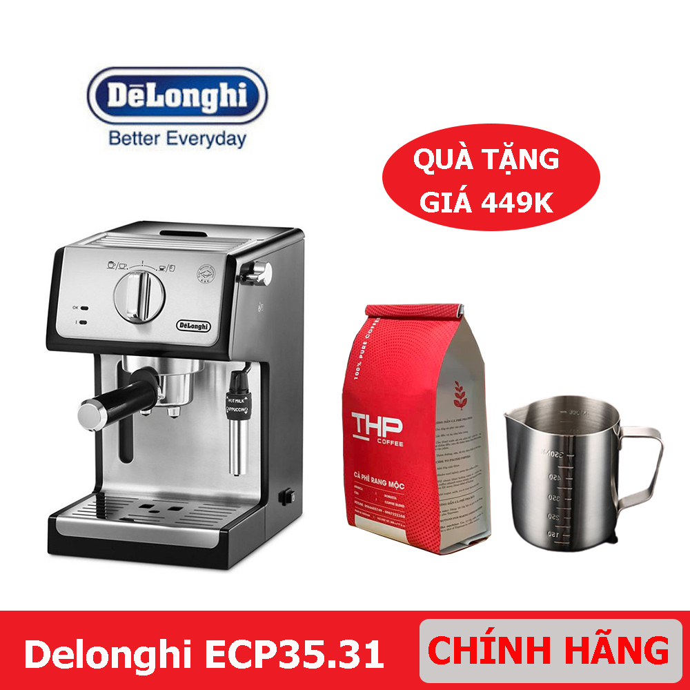 Máy pha cà phê delonghi ecp35.31, nhập khẩu chính hãng - thiết kế sang trọng - hiện đại - bảo hành 12 tháng