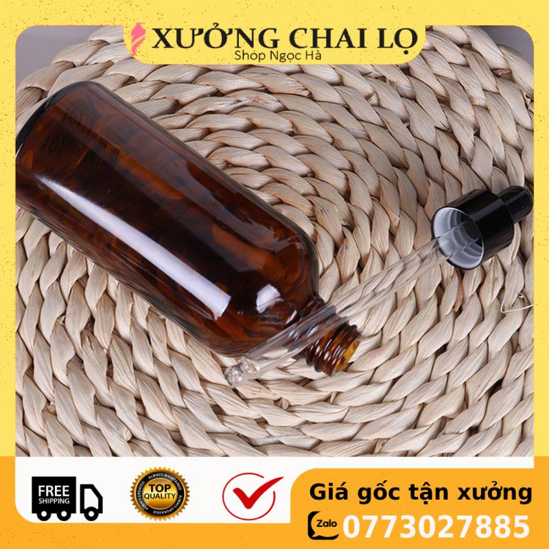 [Combo 3sp]  [100ml] Chai lọ đựng tinh dầu bóp giọt khoen đen / chai lọ chiết mỹ phẩm
