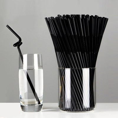 Túi 50 Ống Hút Nghệ Thuật Đen / Ống Hút Bẻ Cong Đen Phi 6 Hút Cà Phê, Cocktail, Nước