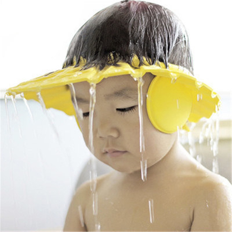Mũ tắm gội đầu chắn nước nón tắm có bịt tai cho bé