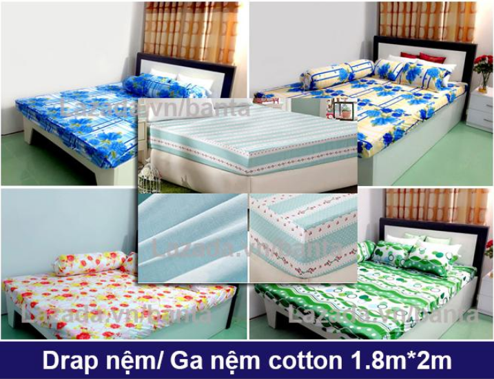 Ga nệm cotton bền đẹp size 1.8m*2m (giao mẫu ngẫu nhiên)