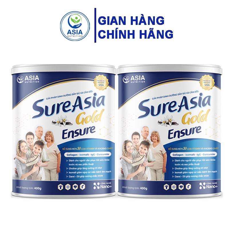 Combo 2 hộp Sữa bột dinh dưỡng Ensure Sure Asia Gold Ensure 400g cao cấp