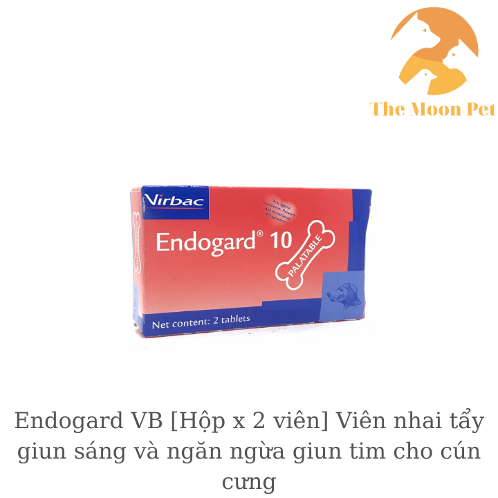 Endogard VB [Hộp x 2 viên] Viên nhai tẩy giun sáng và ngăn ngừa giun tim cho cún cưng