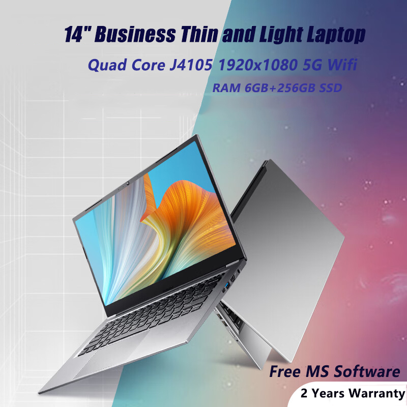2024 ausa factory thế hệ thứ 11 j4105 14 inch ddr4 ram 6gb+128gb/256gb ssd windows 10/11 máy tính xách tay văn phòng doanh nghiệp intel quad core laptop