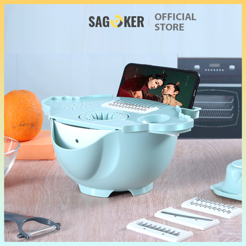 Bộ dụng cụ bào nạo cắt rau củ quả đa năng kiêm rổ đựng SAGOKER, mã BCR105