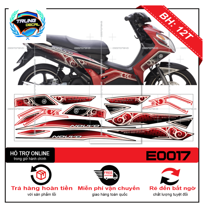 Tem rời xe nouvo 2,3 zin đỏ đen