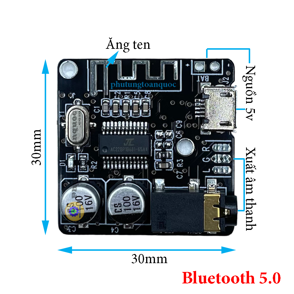 Mạch Giải Mã Âm Thanh Bluetooth 5.0 Có Jack Cắm 3.5mm