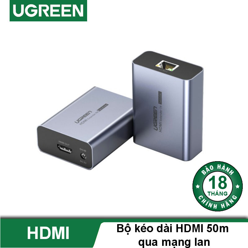 Bộ chuyển HDMI qua cáp mạng lên đến 50m hỗ trợ Full HD 1080P UGREEN CM196 50739 Bộ chuyển HDMI qua cáp mạng lên đến 50m hỗ trợ Full HD 1080P UGREEN CM196 50739