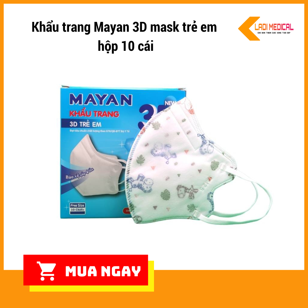 Khẩu trang 3D Mayan cho trẻ em hộp 10 cái