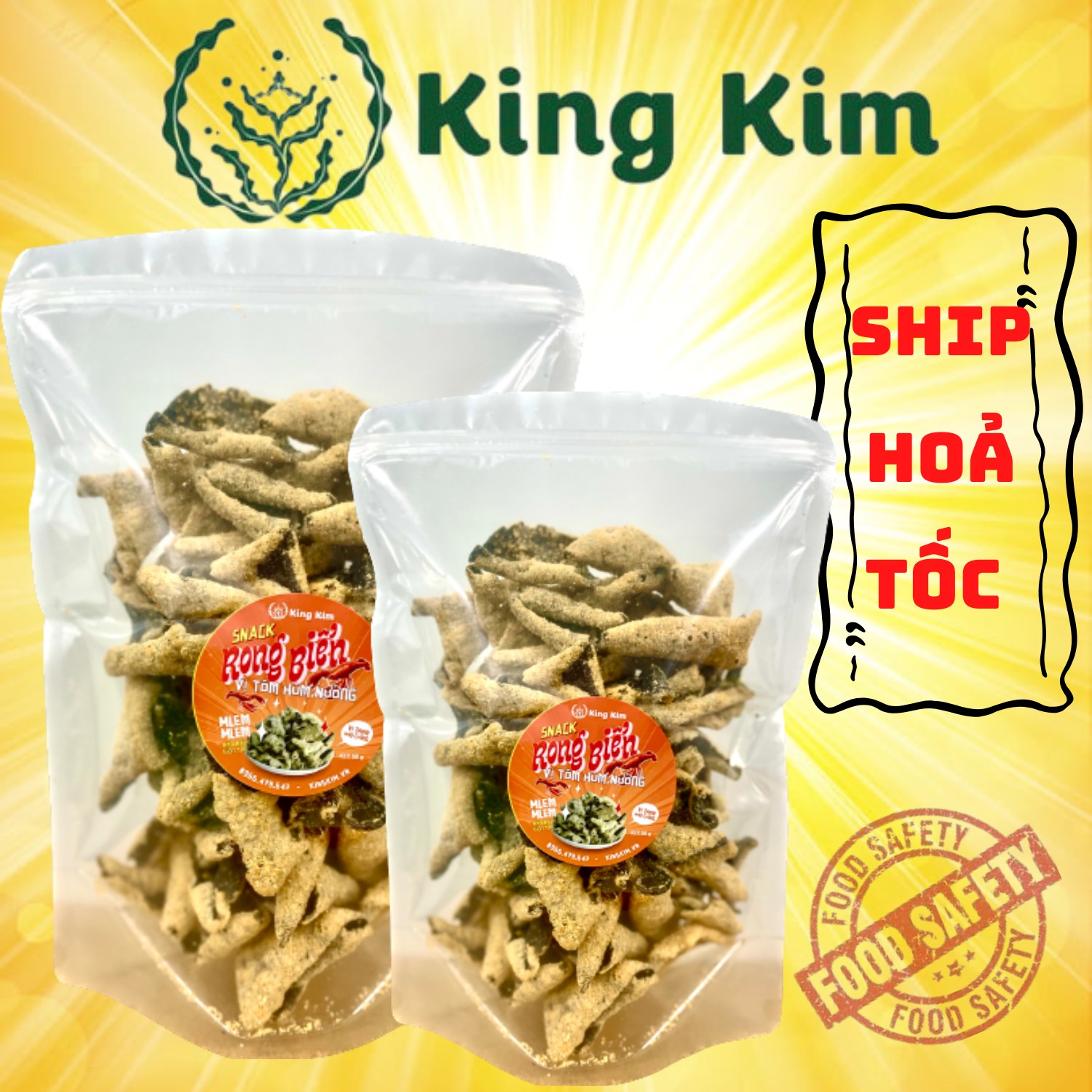 Túi 500g snack rong biển vị tôm hùm nướng king kim - bánh rong biển