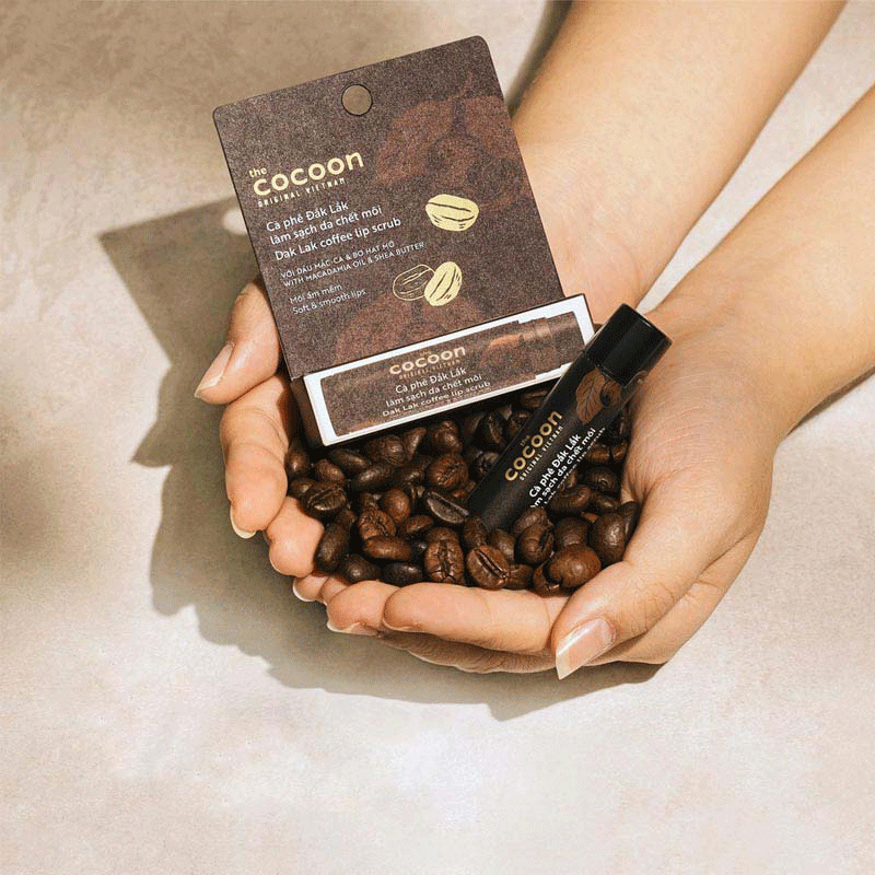 Tẩy da chết môi cà phê Đăk Lăk Cocoon thơm cà phê tự nhiên giúp môi mềm mịn