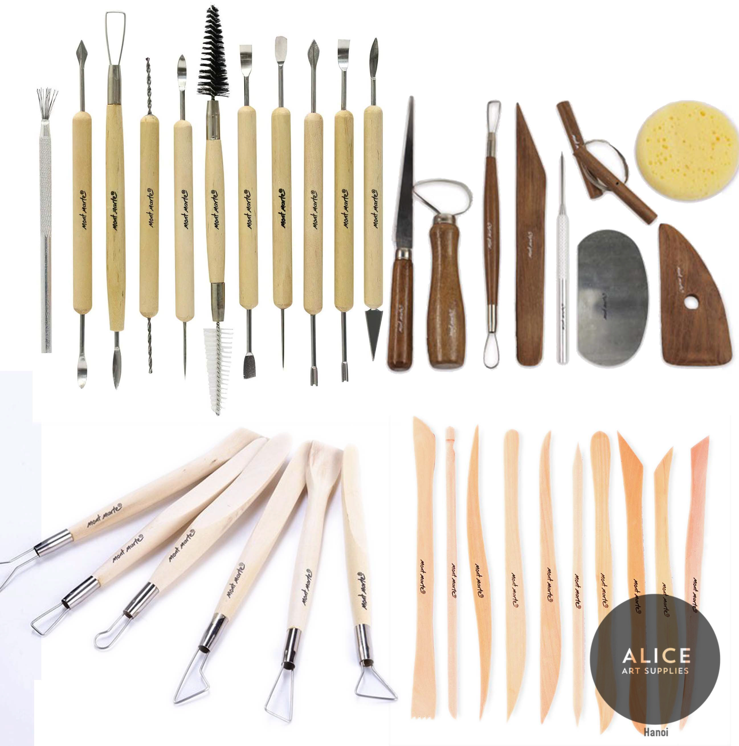 Dụng Cụ Làm Đất Sét Nghệ Thuật, Đồ Gốm, Polymer, Ceramic Clay, dùng nặn tạo hình làm mịn điêu khắc Mont Marte