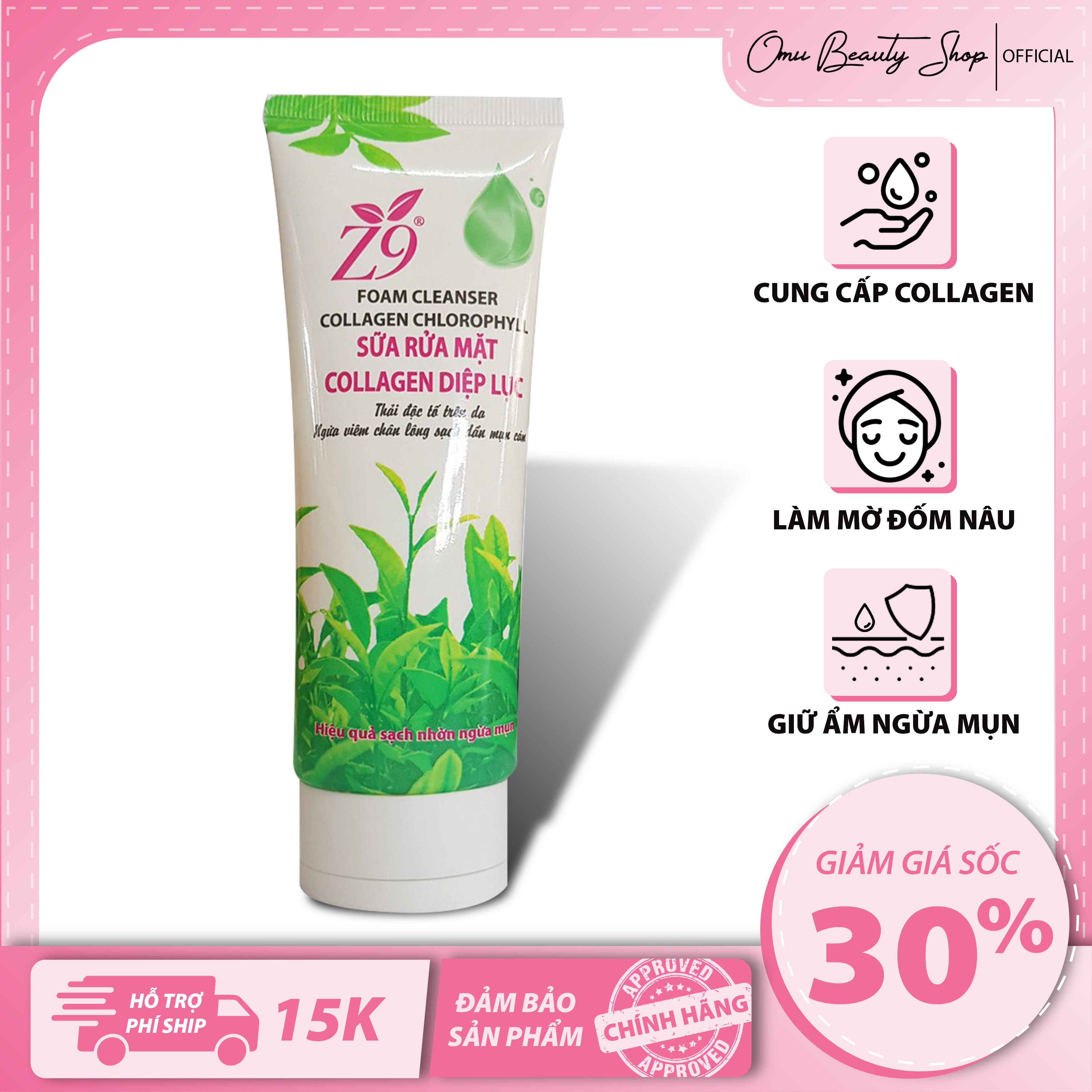 Z9 sữa rửa mặt collagen diệp lục - z65