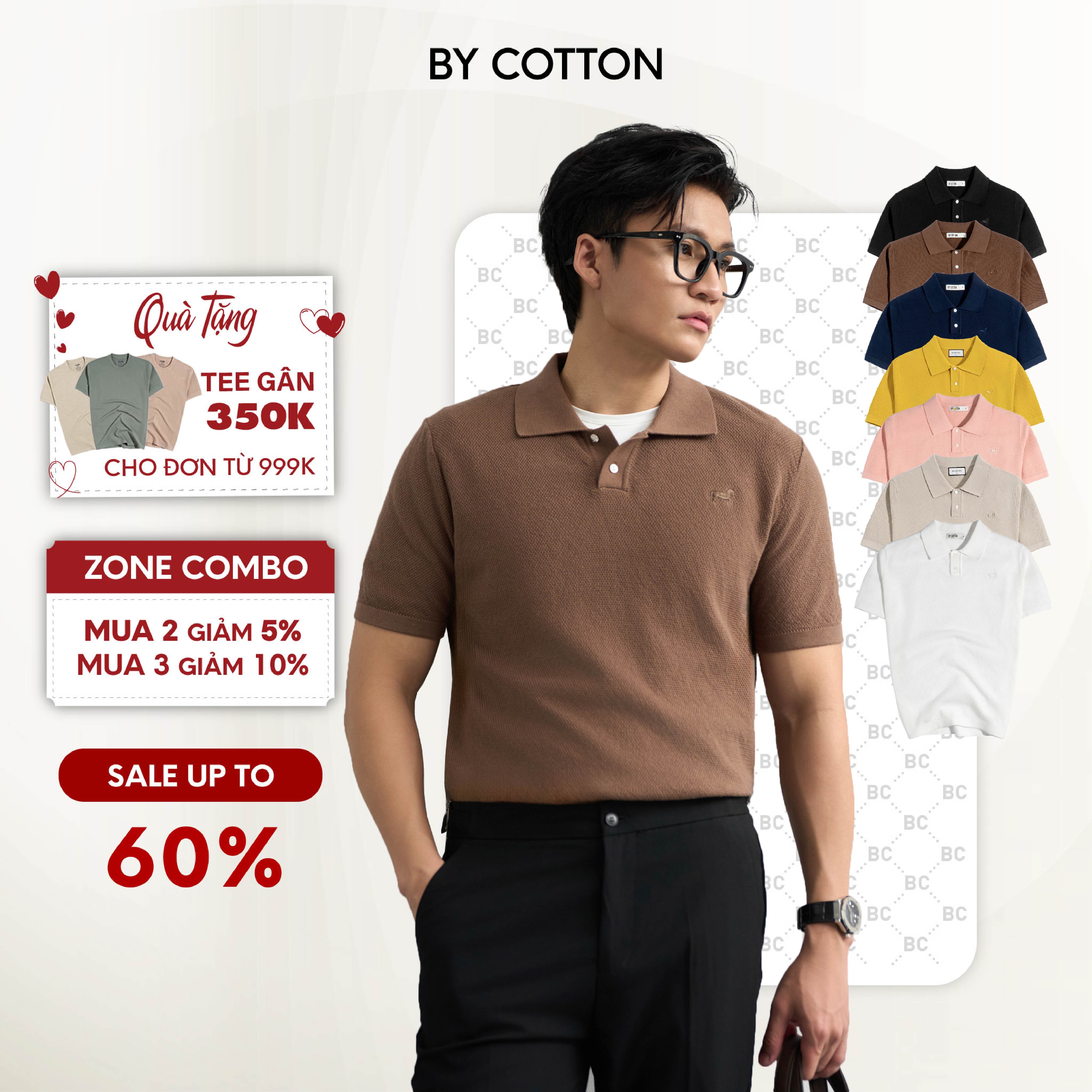  Áo Thun Nam Polo Dệt Kim Cao Cấp SS2 Phối Trơn Thêu Ngựa Multi Color Sợi 32S Thoáng Mát By Cotton 