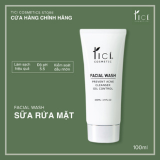 [Dùng là sạch] Sữa Rửa Mặt Tici Facial Wash Giảm Mụn Sáng Mịn Da, Kiềm Dầu, Se Khít Chân Lông