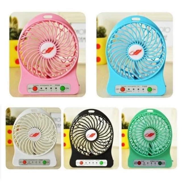 Quạt mini tích điện cầm tay có đế để bàn kiểu mới điều chỉnh 3 tốc độ siêu mát kèm pin và dây sạc siêu hot