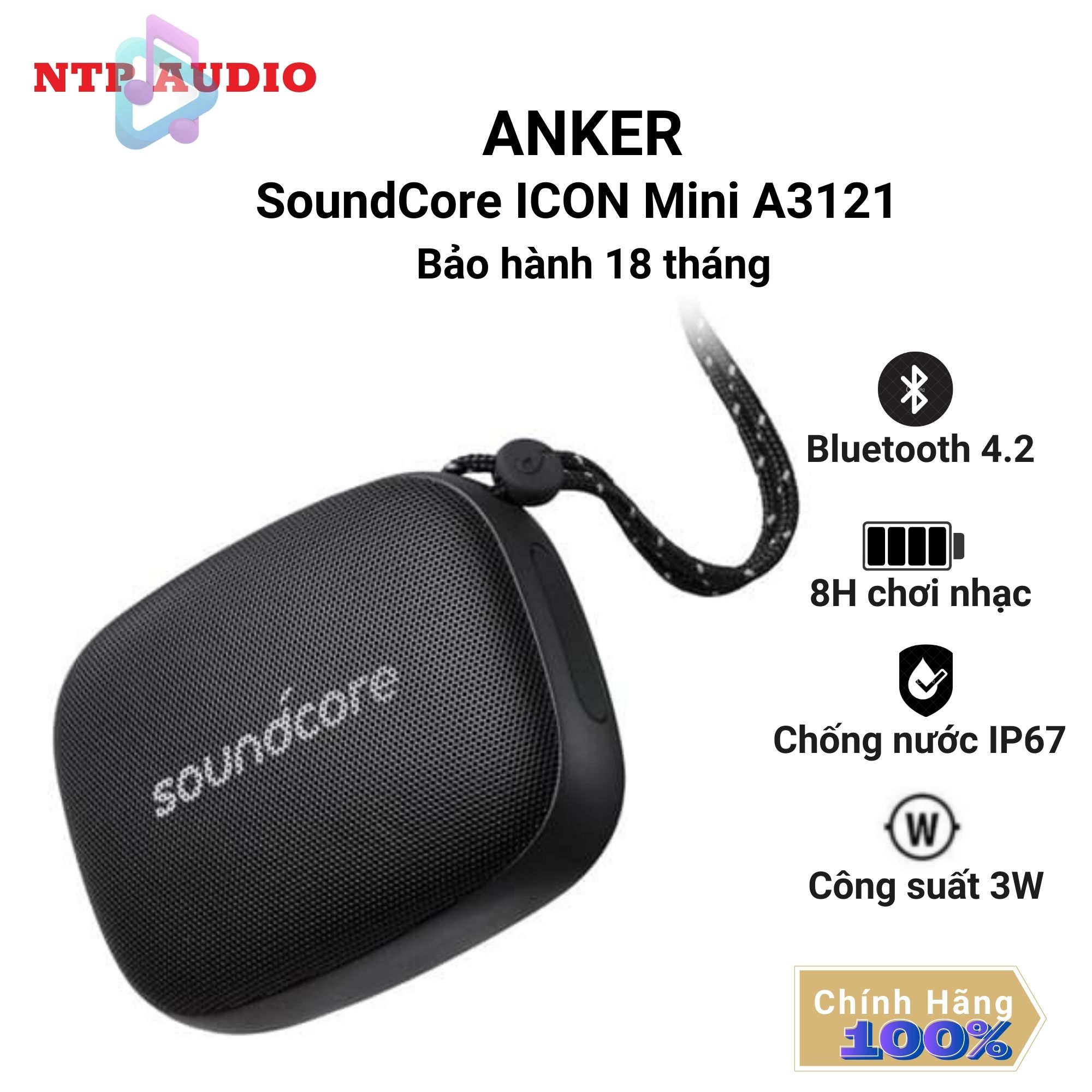 Loa bluetooth soundcore icon mini 3w - a3121 - hãng chính hãng bảo hành 18 tháng