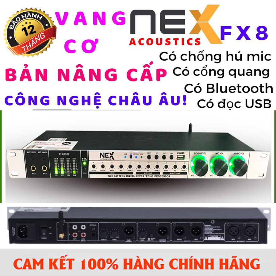 [ MẪU MỚI 2021 ] Vang Cơ NEX Acoustics FX8 Vang Cơ NEX Acoustics FX8 Siêu Phẩm Thiết Kế Sang Trọng Hát Karaoke Chuyên Nghiệp Âm Thanh Đỉnh CaoChống Hú Chống Giật Nâng TiếngBluetoothCổng Quang Optical Cổng RCAKết Nối Cổng USB