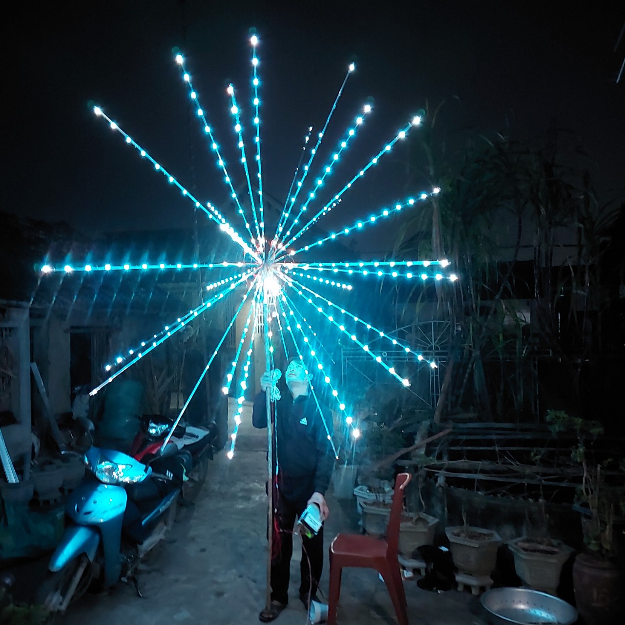 Led Phoa hoa Trang trí giáng sinh, tết nhiều chế độ nháy có âm thanh ngoài trời