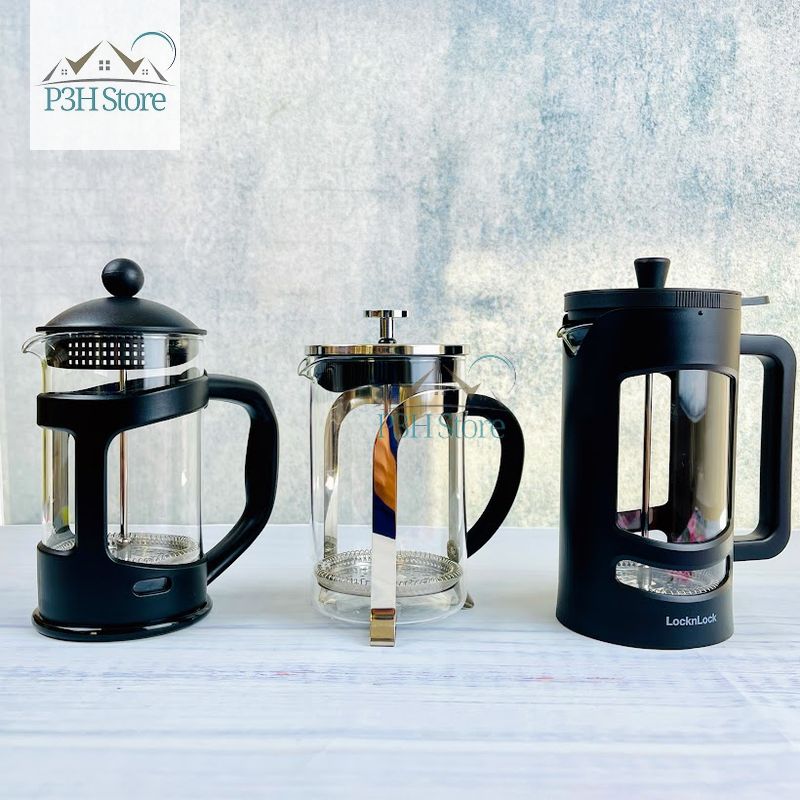 Bình pha cà phê Pháp Lock&Lock French Press bình pha trà dung tích 800ml LLG018 LLG019 1L LLG020 - Thân thủy tinh chịu nhiệt Borosilicate - Thiết kế đẹp sang trọng P3Hstore