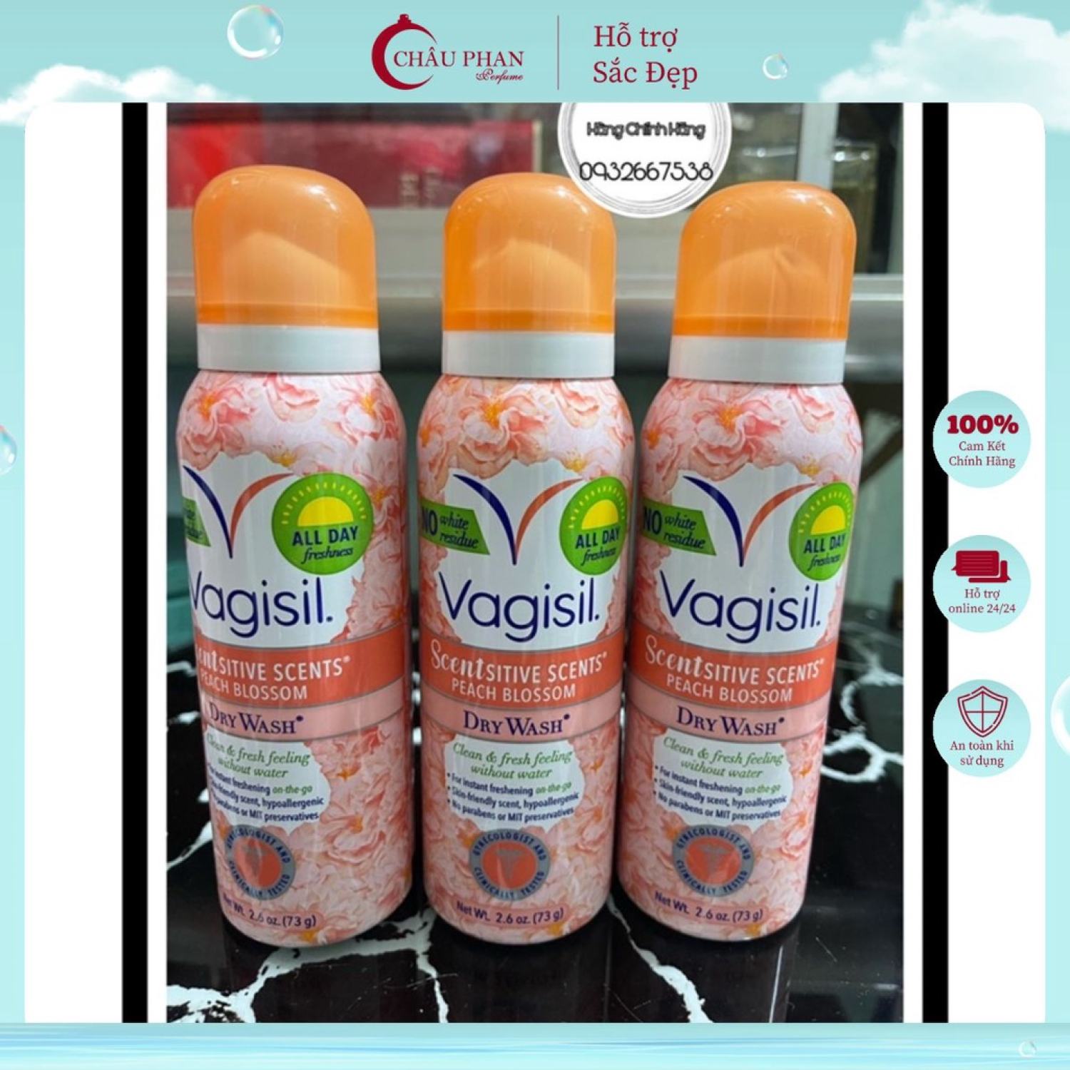 Dung dịch vệ sinh phụ nữ dạng chai xịt khô Vagisil của Mỹ