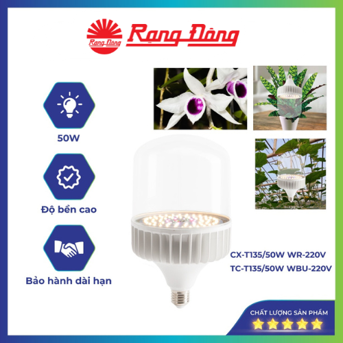 Đèn led trồng cây Rạng Đông 50W, đèn quang hợp cho cây trong nhà, kích thích tăng trưởng Model:TC-T135/50W WBU