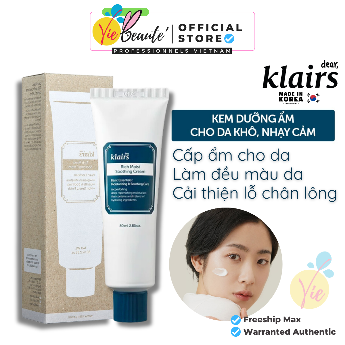 Kem Dưỡng Ẩm Klairs Rich Moist Soothing Cream 80ml