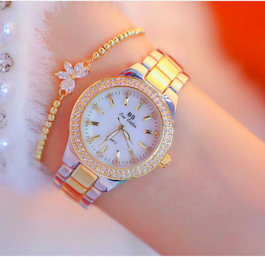 Đồng hồ nữ Bee Sister viền đính đá dây thép không gỉ chống nước