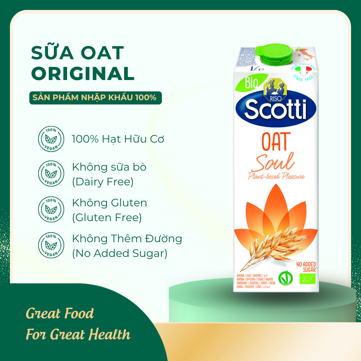 [DATE 12.8.2026] Hộp 1LÍT - Sữa Hạt Yến Mạch Hữu Cơ Không Đường Không Gluten Thuần Chay - RISO SCOTTI - Nhập Khẩu Từ Ý
