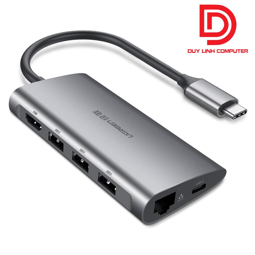 Cáp chuyển đa năng usb type-c to hdmi/hub usb 3.0/sd/tf/lan gigabit chính hãng ugreen 50538